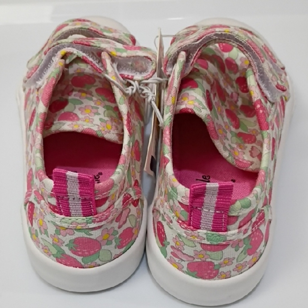 BUMBLE & BIRDIE Girl's Strawberry Print Velcro Sneakers - Pink White SIZE 12 NWT - Picture 4 of 8